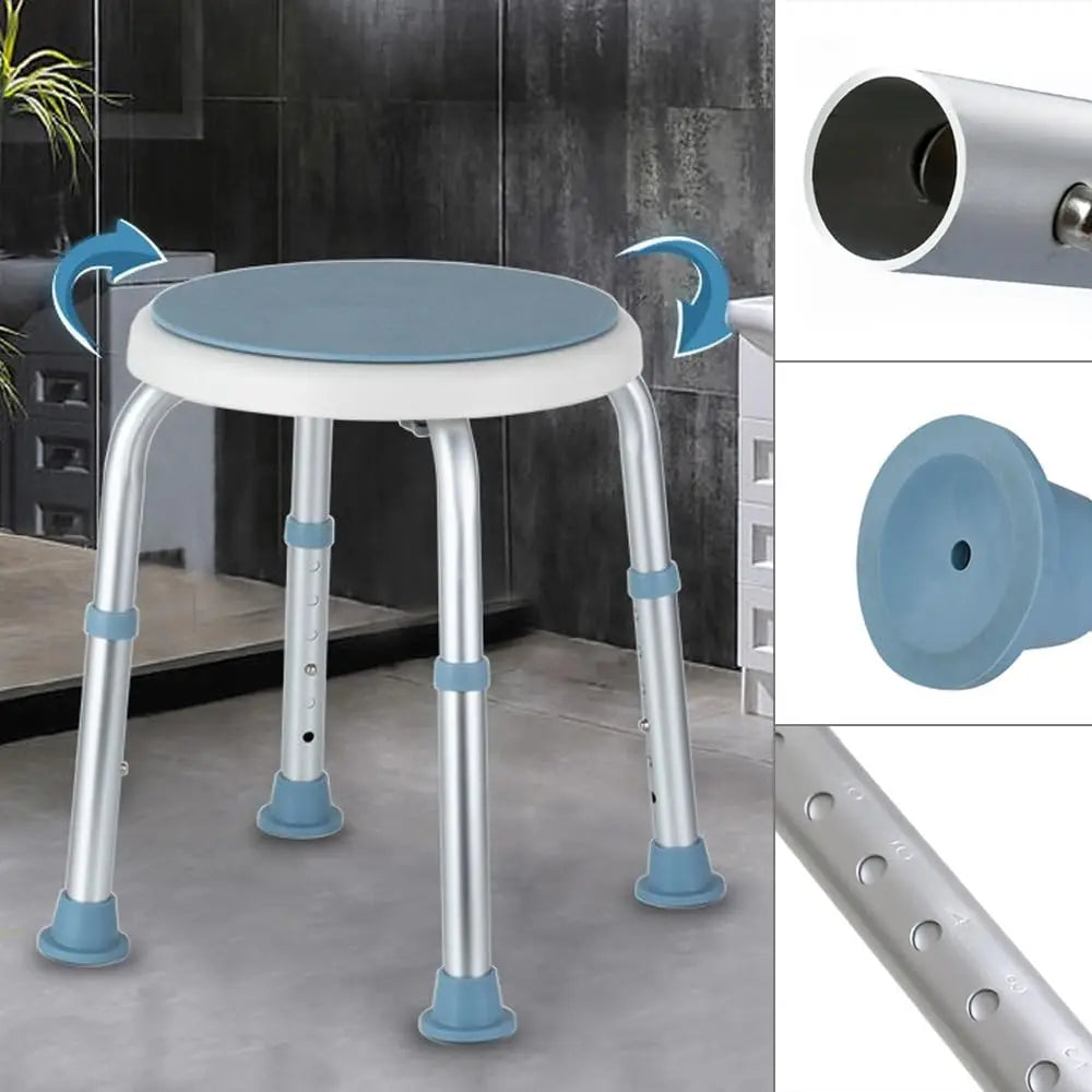 Drehbarer Duschhocker Höhenverstellbar – Rutschfester Badesitz Aluminium bis 136 kg