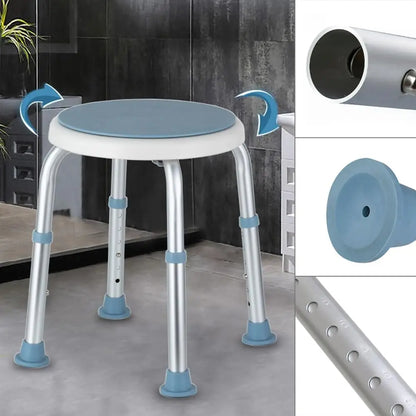 Drehbarer Duschhocker Höhenverstellbar – Rutschfester Badesitz Aluminium bis 136 kg