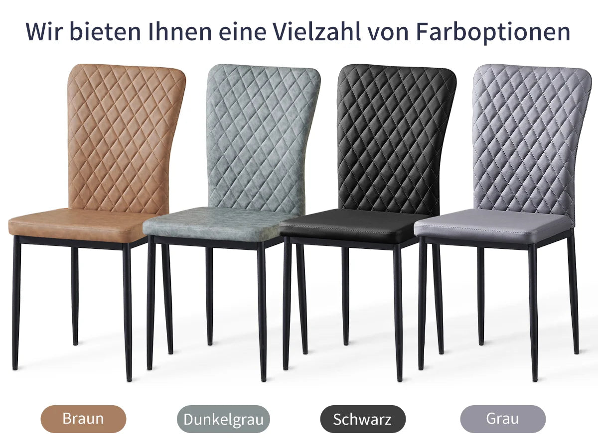 Esszimmerstuhl 6er Set Schwarz – Modernes Freischwinger Set aus PU Kunstleder mit Armlehnen & Metallgestell