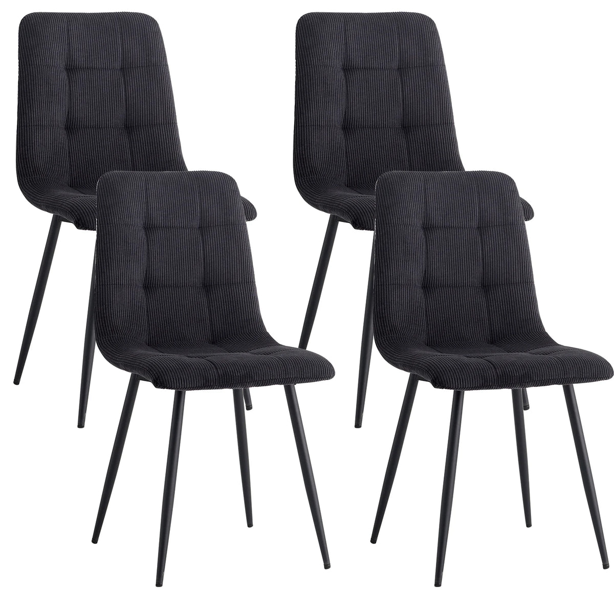 Polsterstühle Cord 2er Set Grau – Moderne Esszimmerstühle mit Metallbeinen für Küche & Wohnzimmer