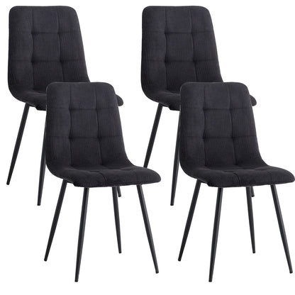Polsterstühle Cord 2er Set Grau – Moderne Esszimmerstühle mit Metallbeinen für Küche & Wohnzimmer
