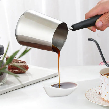 Türkisches Kaffeekännchen Edelstahl 600ml – Ibrik & Milchaufschäumkännchen mit Stiel