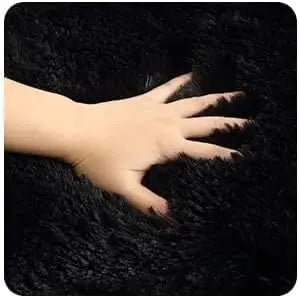 Runder Teppich Schwarz 100cm Flauschig – Weicher Hochflor Teppich für Wohn- & Kinderzimmer