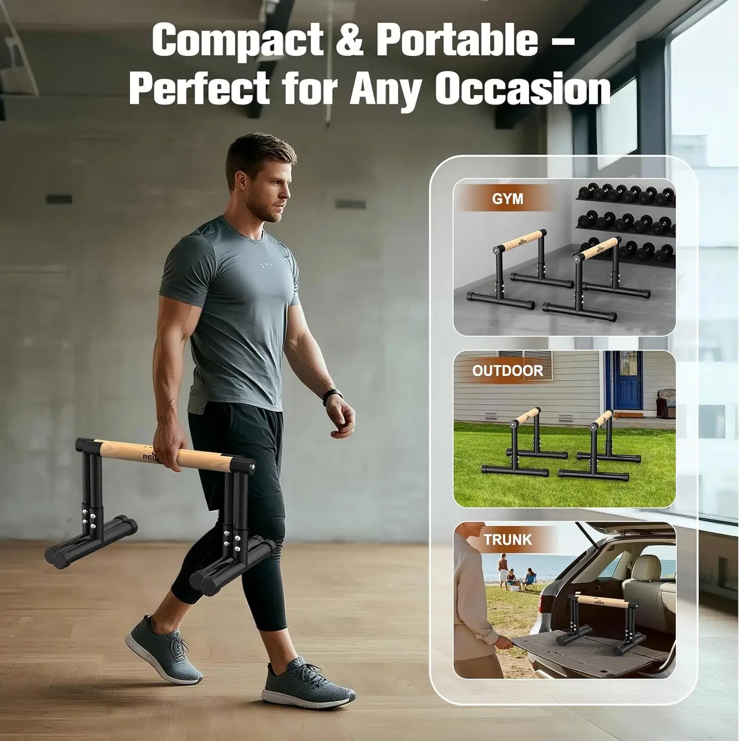 Liegestützgriffe Stahl 36cm Hoch – Stabile Minibarren für Calisthenics & Homegym Training