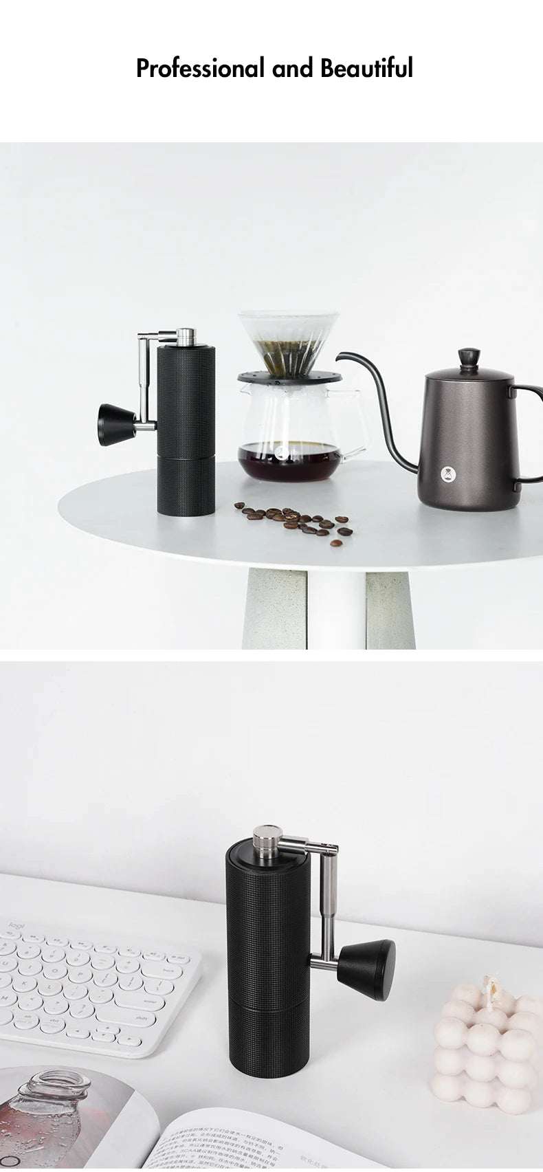 Manuelle Kaffeemühle TIMEMORE C3s Pro – Premium Edelstahl Handmühle mit Klappgriff