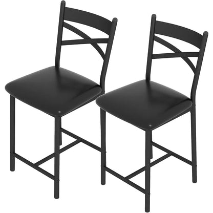 Kunstleder Barhocker 2er Set Schwarz – Moderne Tresenstühle 56cm mit Metallgestell