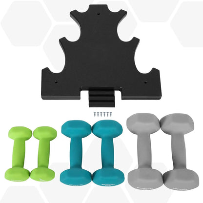 Kurzhantel Set 6er mit Hantelablage – Neopren Hanteln 1kg 2kg 3kg für Frauen & Homegym