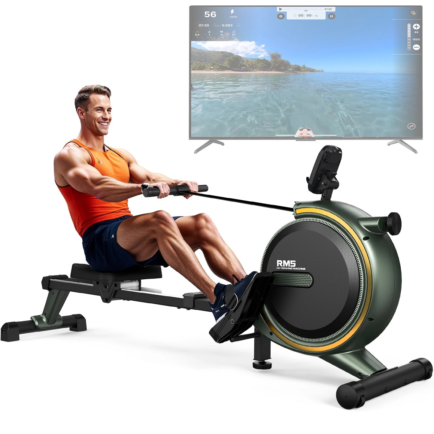 Rudermaschine Magnetbremse Bluetooth – Leises Rudergerät für Zuhause bis 150kg