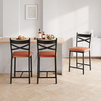 Barhocker 2er Set Grauer Stoff mit Rückenlehne – Moderne Tresenstühle Kücheninsel 56cm Sitzhöhe