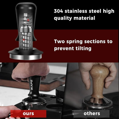 IKAPE Kalibrierter Espresso Tamper 53mm – Edelstahl Kaffeestampfer mit Wellenprofil