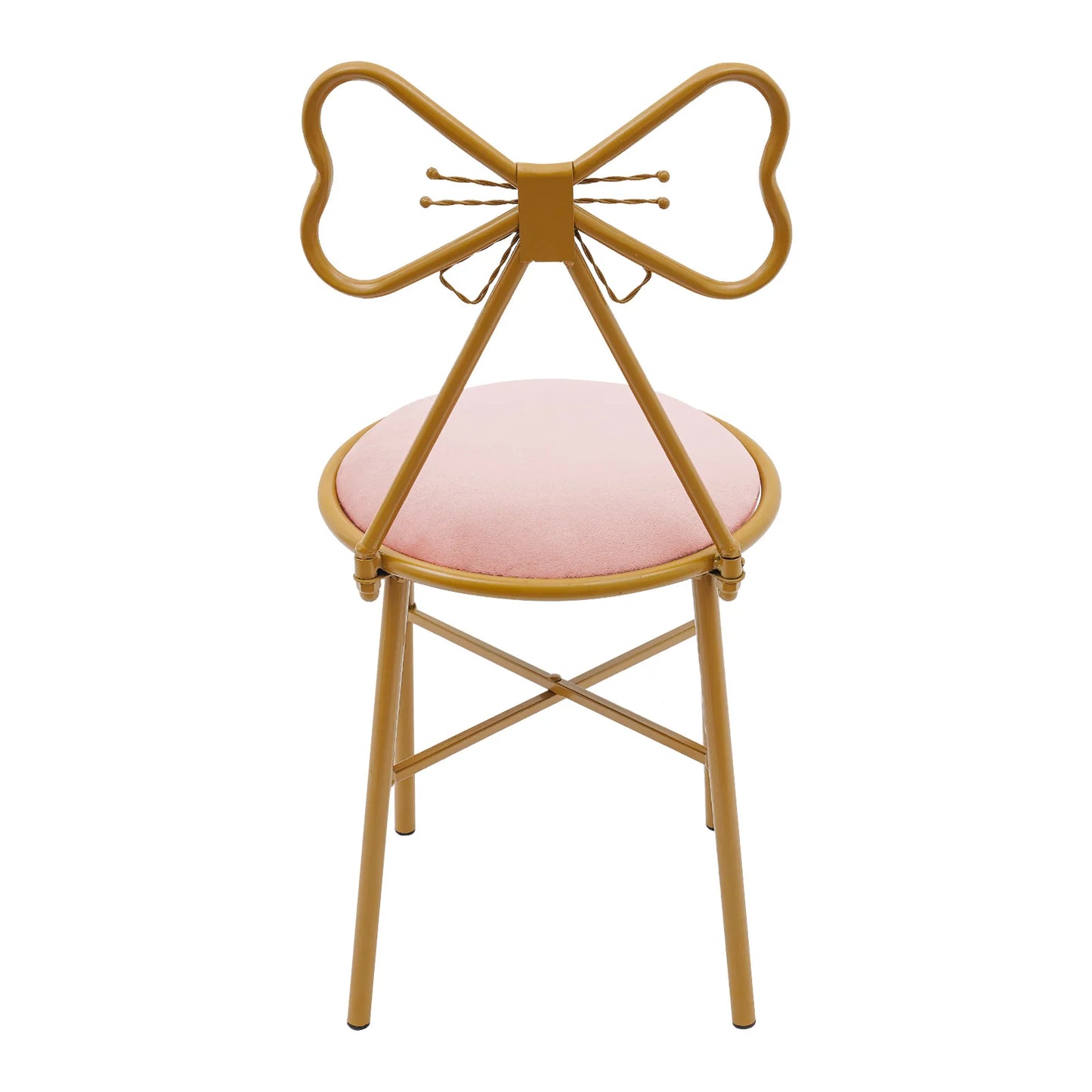 Schminktisch Stuhl Rosa mit Schmetterling Rückenlehne – Moderner Samt Kosmetikstuhl Gold