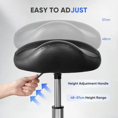 Ergonomischer Rollhocker Höhenverstellbar – Drehbarer Arbeitshocker Kunstleder für Praxis & Homeoffice