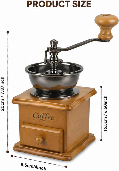 Manuelle Kaffeemühle im Vintage-Design – Klassische Handmühle mit Keramik-Mahlwerk