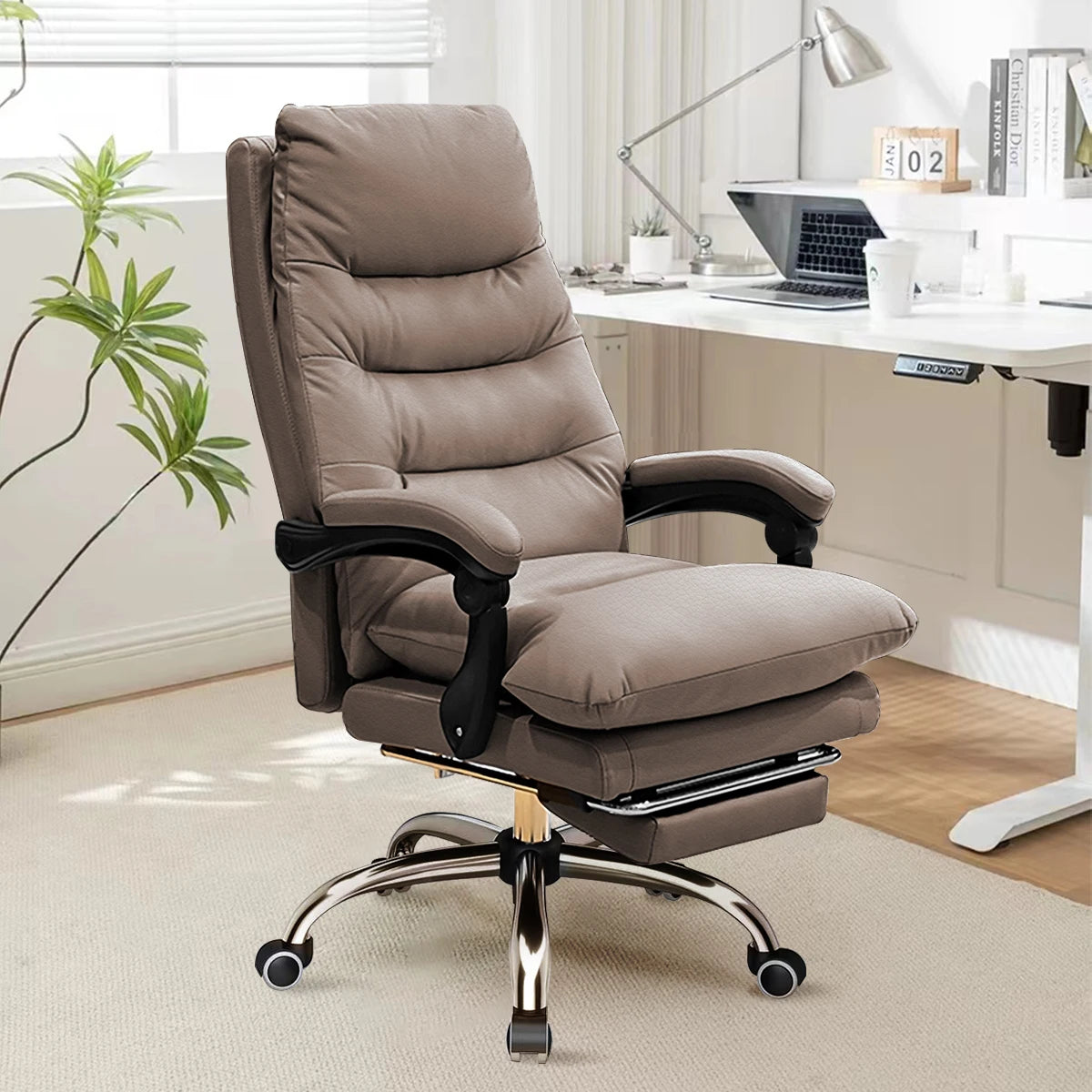 Buerostuhl Ergonomisch Schwarz – Netz Drehstuhl mit Fussstütze & Verstellbarer Lendenstuetze fuer Schreibtisch & Homeoffice