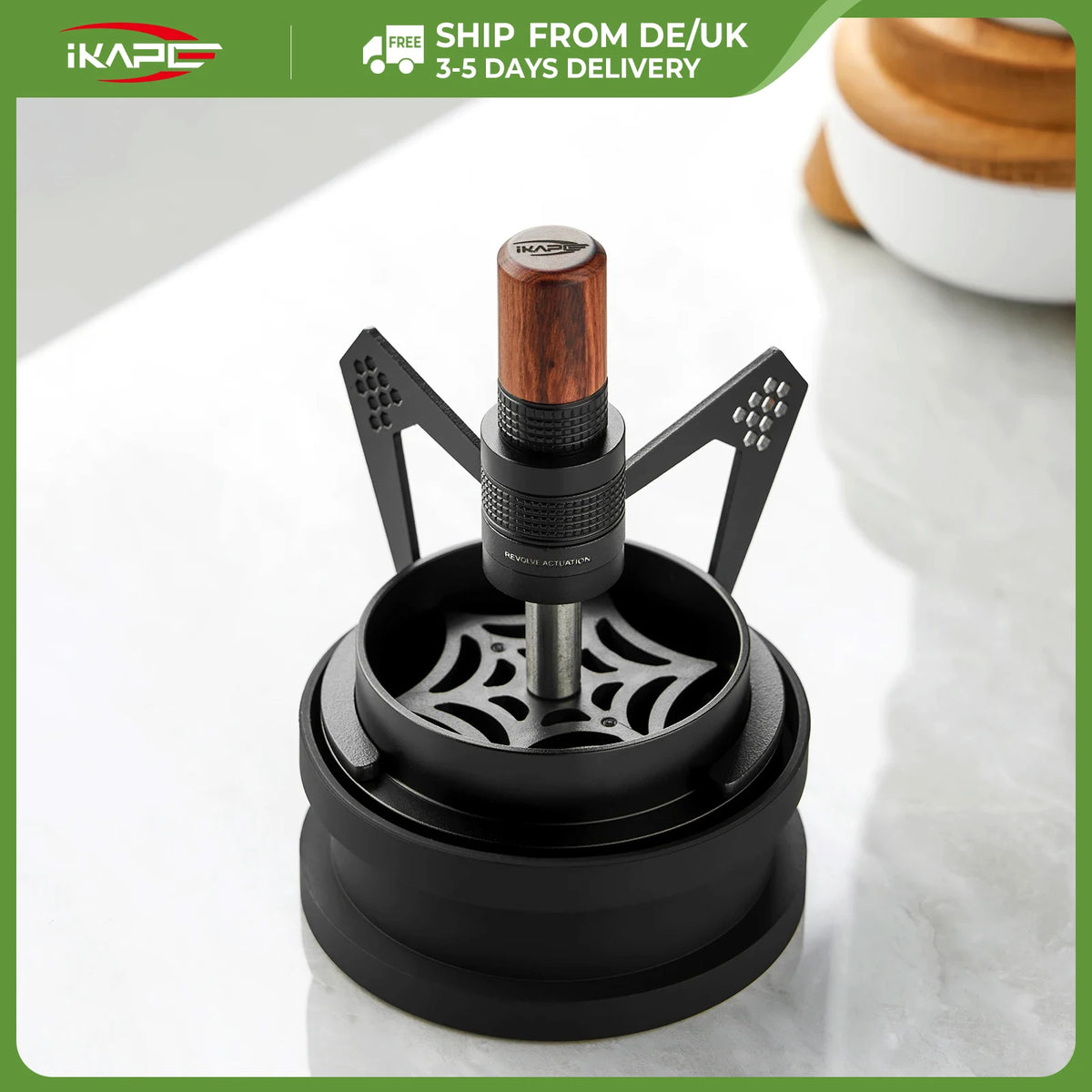 IKAPE WDT Tool 51mm – Präzisions Espresso Verteiler aus Edelstahl mit Mantis Halterung