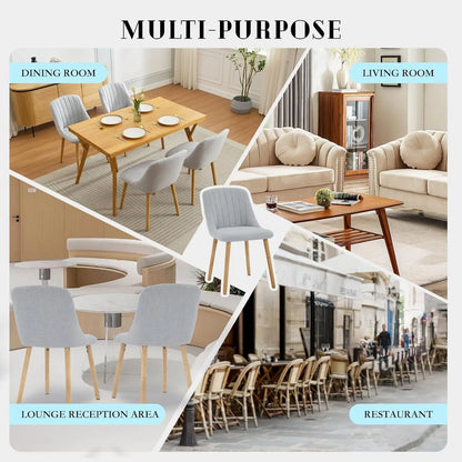Polsterstühle 4er Set Beige Leinen-Optik – Moderne Esszimmerstühle mit Massivholzbeinen