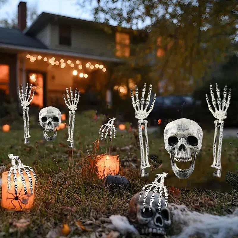 Halloween Skelett Set Garten Stecker – Realistische Knochen & Schädel Outdoor Deko
