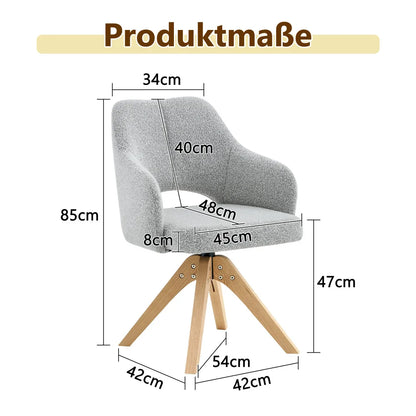Drehbare Esszimmerstühle 2er Set Beige – Polsterstühle mit Massivholzbeinen & 360° Funktion
