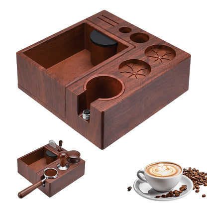Kaffee Tamping Station Schwarz 51-58mm – Multifunktionaler Tamper Halter mit Abschlagbehälter