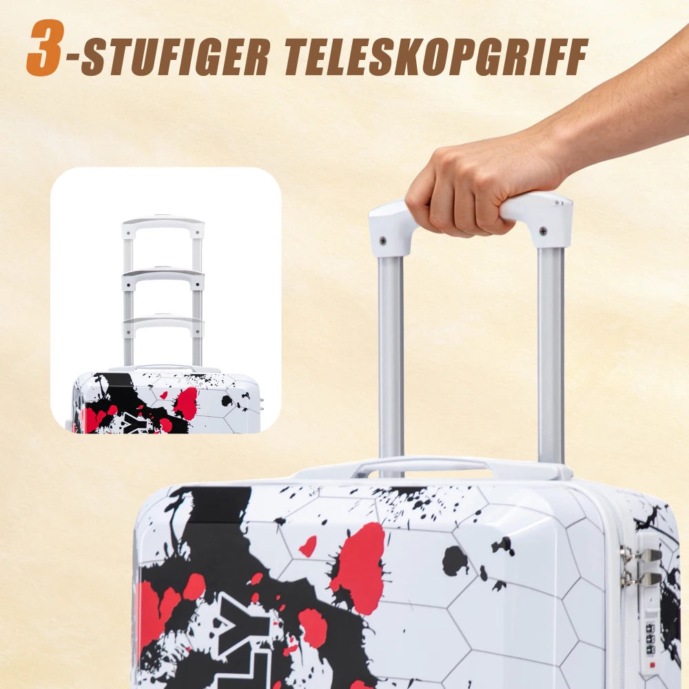 Kofferset 3-teilig Hartschale Schwarz – Koffer Set 20 24 28 Zoll mit 360 Rollen & Zahlenschloss
