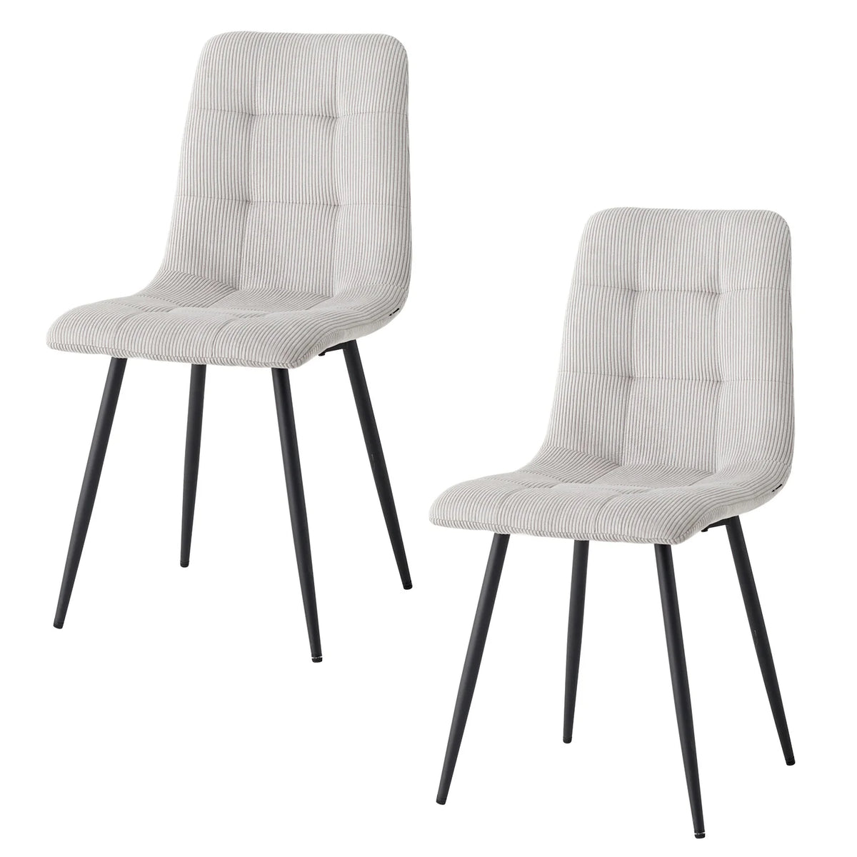 Polsterstühle Cord 2er Set Grau – Moderne Esszimmerstühle mit Metallbeinen für Küche & Wohnzimmer