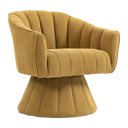 Drehsessel Beige – Modernes 360 Grad Cord Polstersessel Set mit Holzgestell bis 150kg
