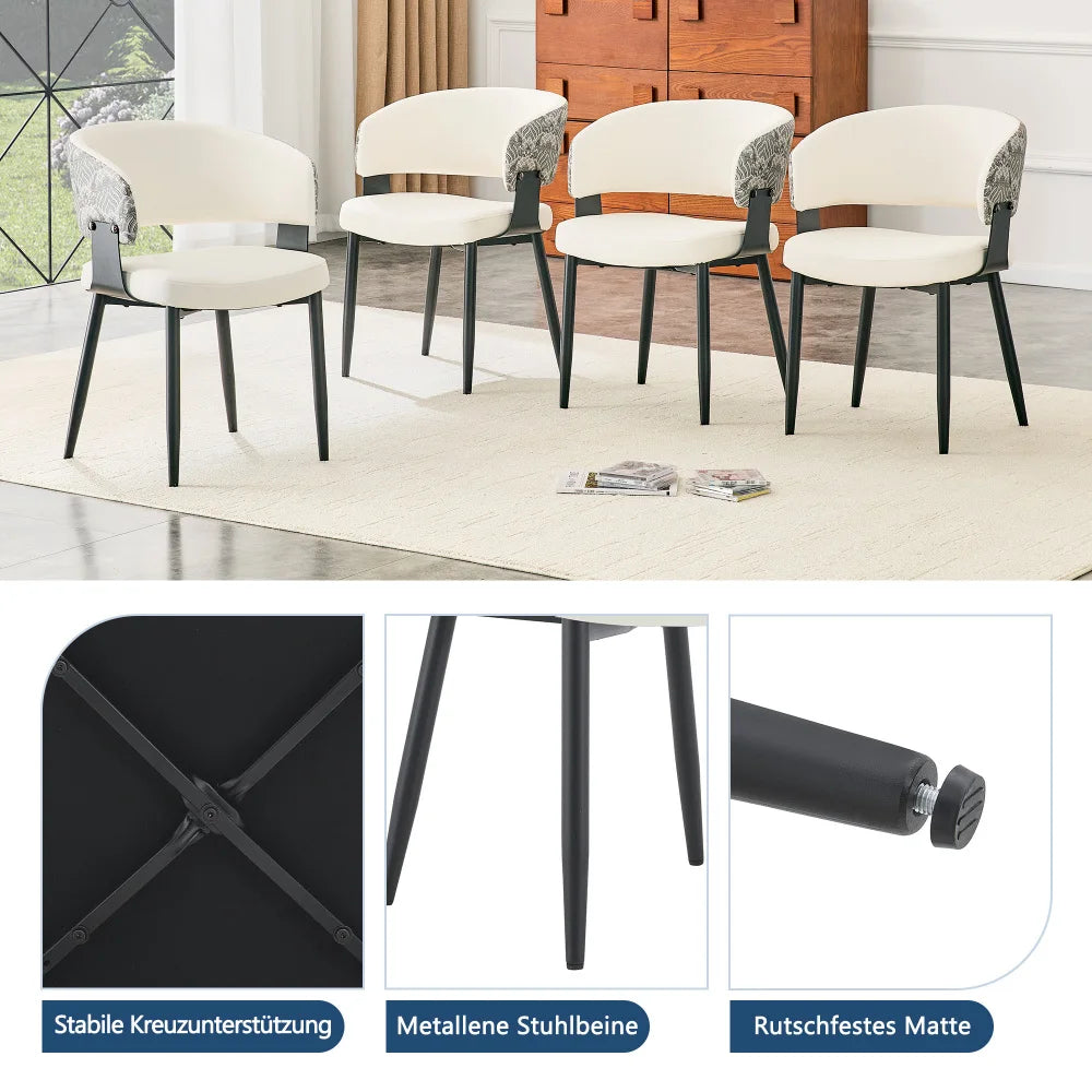 Retro Mid-Century Esszimmerstühle 2er Set Kunstleder – Polstersessel mit Armlehnen Metall