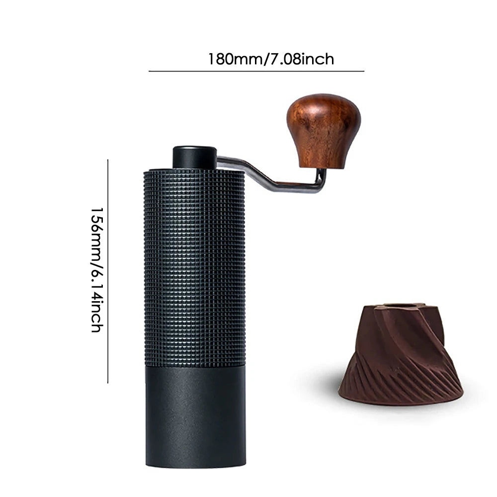 Manuelle Kaffeemühle Titan-Optik – Präzisions-Handmühle mit Sechskant-Mahlwerk