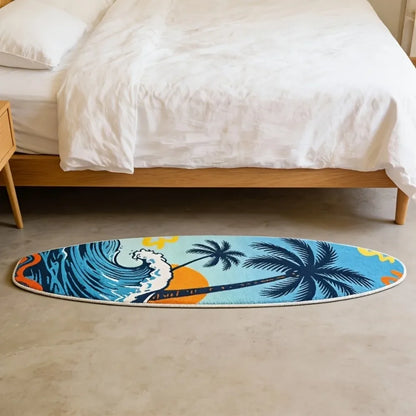 Surfbrett Teppich Tropisch Wave 120x170cm – Weicher Palmen Flurläufer & Kinderzimmer Matte