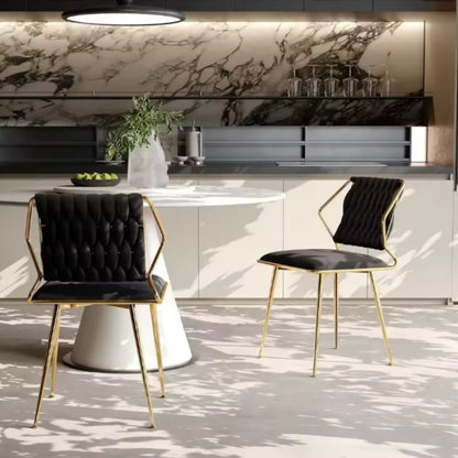 Esszimmerstuhl 2er Set Samt – Moderner Polsterstuhl mit Gold-Metallgestell & Ergonomischer Sitzschale