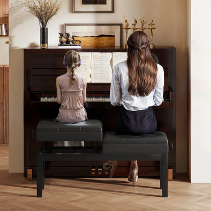 Doppel Klavierbank Höhenverstellbar mit Stauraum – Ergonomischer Pianohocker Schwarz 105cm