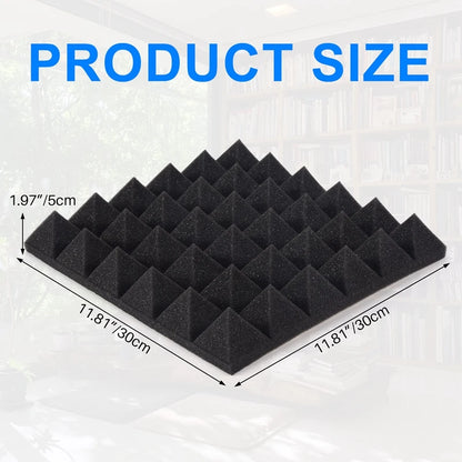 Schallschutzschaumstoff 12er Set Selbstklebend 30x30x5cm – Akustikschaumstoff Pyramidenschaumstoff