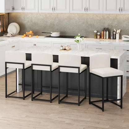 Barhocker 2er Set Kunstleder – Ergonomischer Stuhlsatz mit Polsterung & Metallrahmen