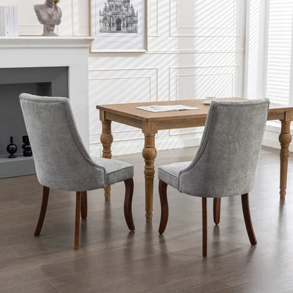 Esszimmerstuhl 2er Set Beige – Modernes Polsterstuhl Set aus Samt mit Nietenverzierung, Knopfung & Holzbeinen bis 127kg