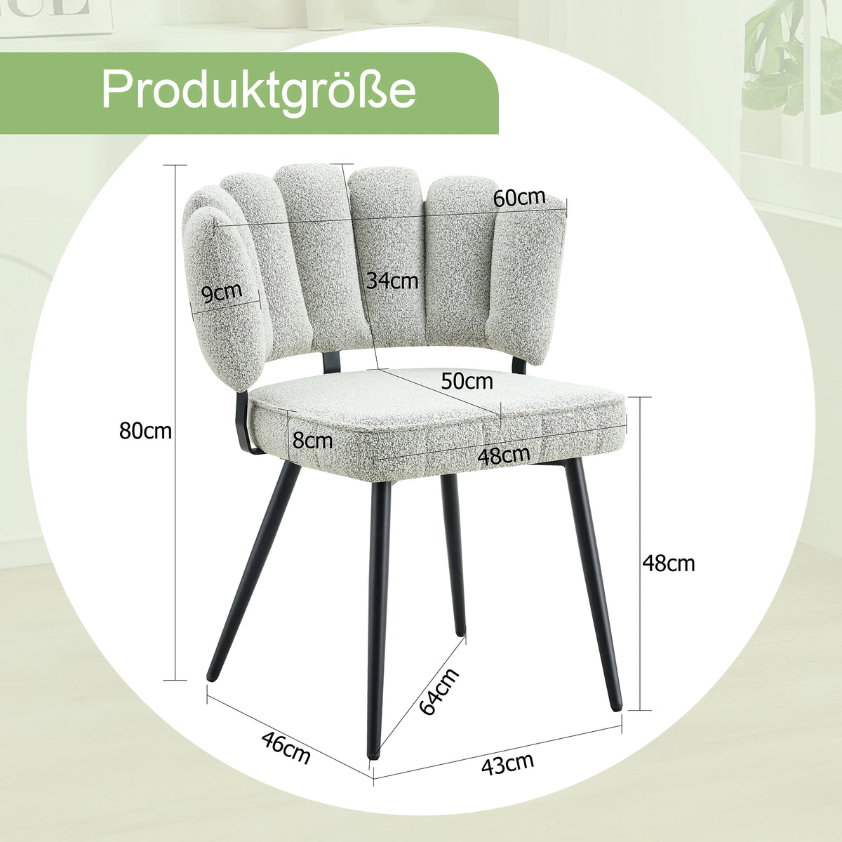 Esszimmerstühle 2er Set Samt – Moderner Polsterstuhl mit Blüten-Rückenlehne & Metallbeinen