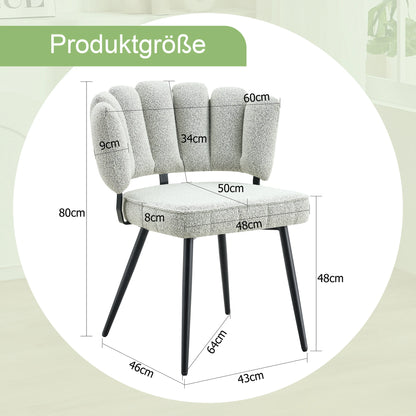Esszimmerstühle 2er Set Samt – Moderner Polsterstuhl mit Blüten-Rückenlehne & Metallbeinen