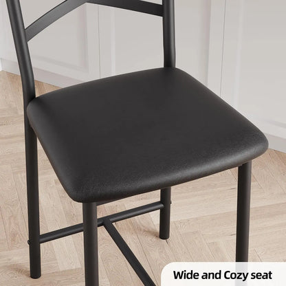 Kunstleder Barhocker 2er Set Schwarz – Moderne Tresenstühle 56cm mit Metallgestell