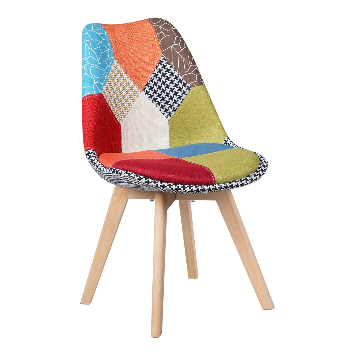 Esszimmerstuhl 4er Set Patchwork – Modernes Skandi Polsterstuhl Set mit Massivholzbeinen bis 150kg