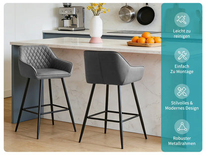 Barhocker 2er Set Kunstleder Schwarz – Moderne Tresenstühle mit Rückenlehne & Fußstütze
