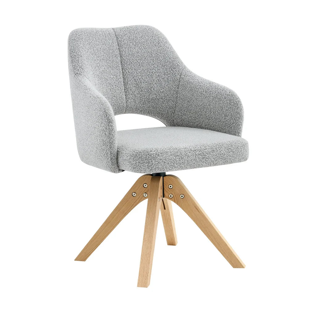 Drehbare Esszimmerstühle 2er Set Beige – Polsterstühle mit Massivholzbeinen & 360° Funktion
