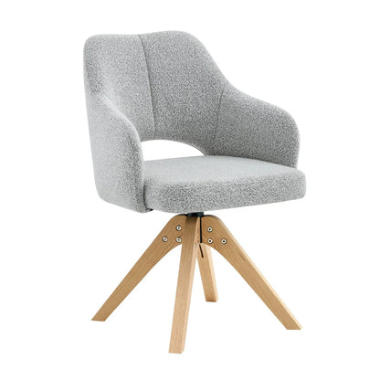 Drehbare Esszimmerstühle 2er Set Beige – Polsterstühle mit Massivholzbeinen & 360° Funktion