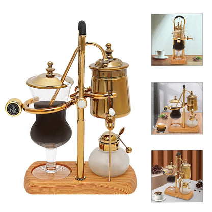 Belgische Siphon Kaffeemaschine Gold – Royale Belgische Kaffee-Siphon aus Edelstahl & Borosilikatglas