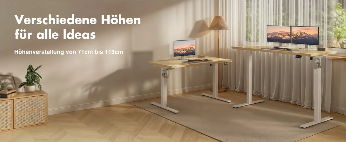 Devoko Height Adjustable Desk Electric Tabletop 120x60cm Height Adjustable table Standing Desk