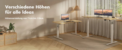 Devoko Height Adjustable Desk Electric Tabletop 120x60cm Height Adjustable table Standing Desk