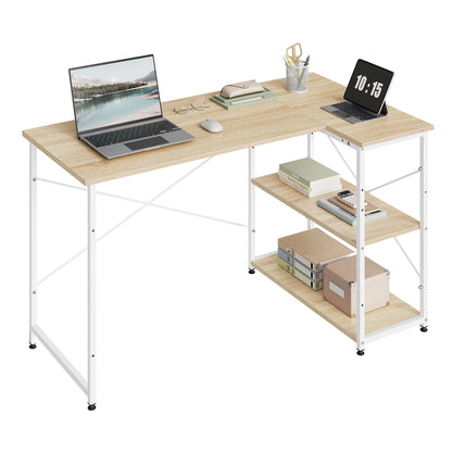 L-förmiger Eckschreibtisch 120 cm Holzoptik – Platzsparender Computertisch mit Regalen
