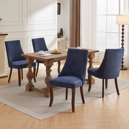 Esszimmerstuhl 2er Set Beige – Modernes Polsterstuhl Set aus Samt mit Nietenverzierung, Knopfung & Holzbeinen bis 127kg