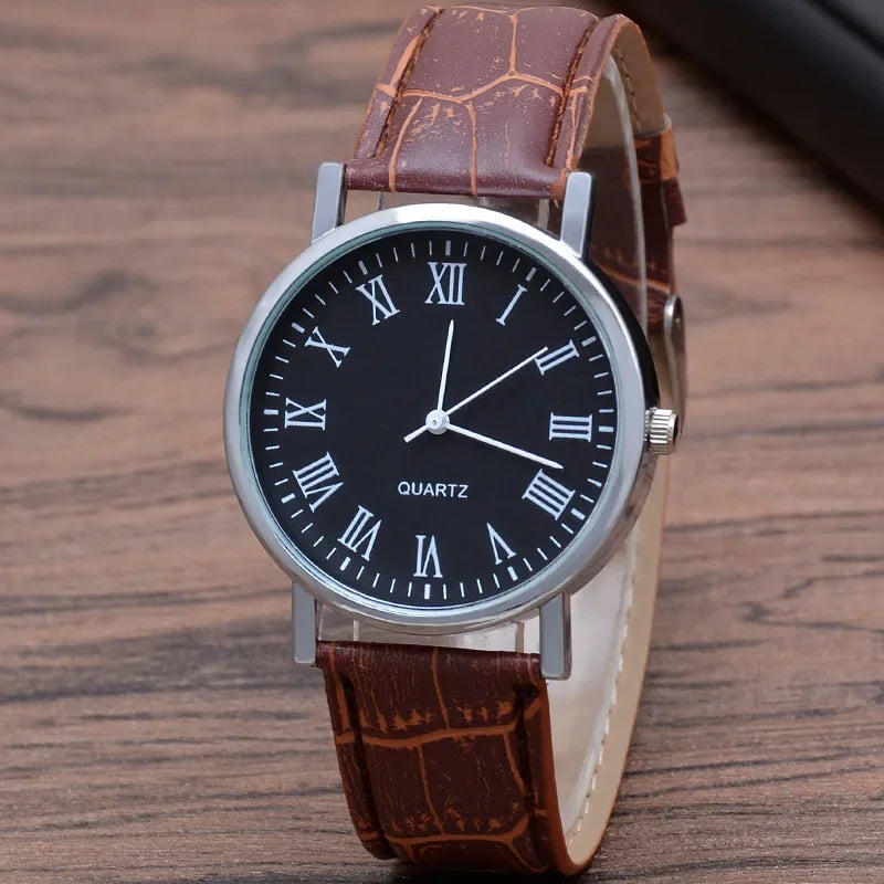 Herren Armbanduhr Schwarz Lederarmband – Minimalistische Analog Quarz Uhr