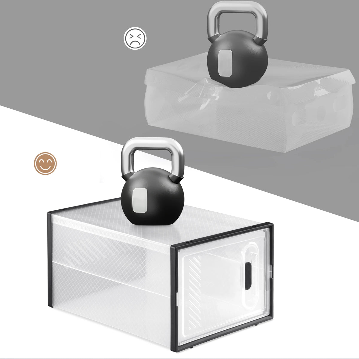 Schuhboxen Transparent Stapelbar 8er Set – Kunststoff Schuhregal mit Fronttür