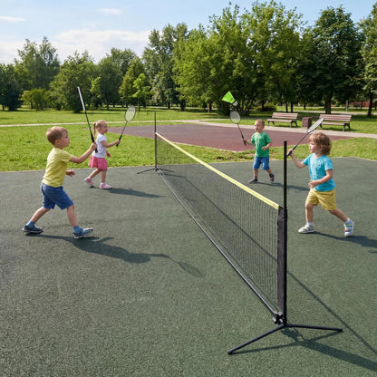 Badminton Set mit Netz 5 Meter – Höhenverstellbares Pickleball Set mit Schlägern Bällen & Tasche