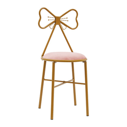 Schminktisch Stuhl Rosa mit Schmetterling Rückenlehne – Moderner Samt Kosmetikstuhl Gold